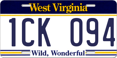 WV license plate 1CK094