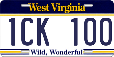 WV license plate 1CK100