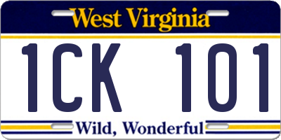WV license plate 1CK101