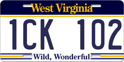WV license plate 1CK102