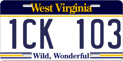 WV license plate 1CK103