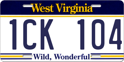 WV license plate 1CK104