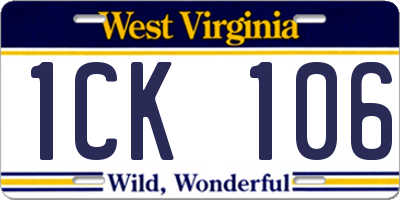 WV license plate 1CK106