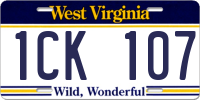 WV license plate 1CK107