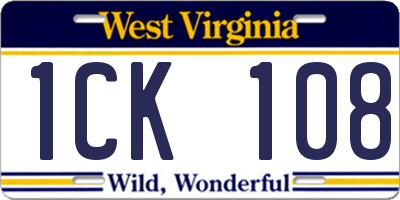 WV license plate 1CK108