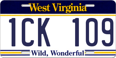 WV license plate 1CK109