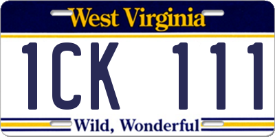 WV license plate 1CK111