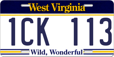WV license plate 1CK113