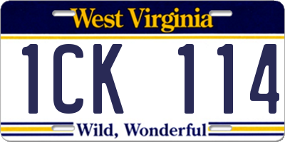 WV license plate 1CK114