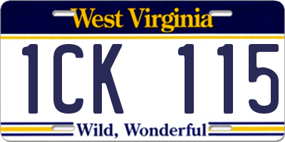 WV license plate 1CK115
