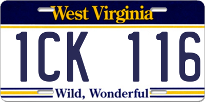 WV license plate 1CK116