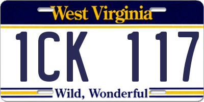 WV license plate 1CK117