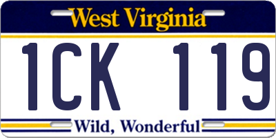 WV license plate 1CK119