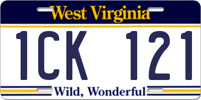 WV license plate 1CK121