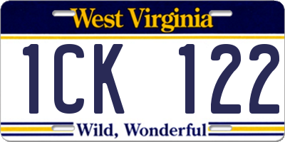 WV license plate 1CK122