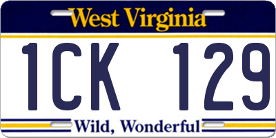 WV license plate 1CK129