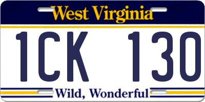 WV license plate 1CK130