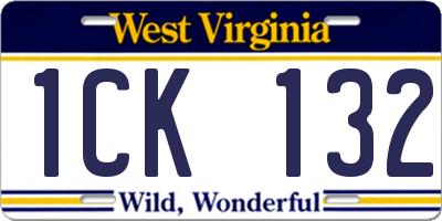 WV license plate 1CK132