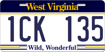 WV license plate 1CK135