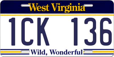 WV license plate 1CK136