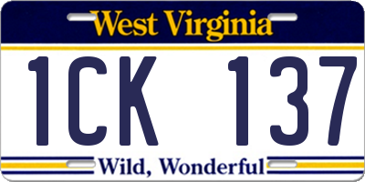 WV license plate 1CK137