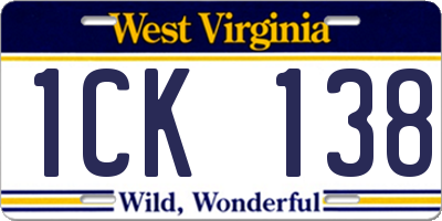 WV license plate 1CK138