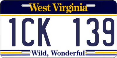 WV license plate 1CK139