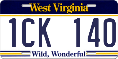 WV license plate 1CK140