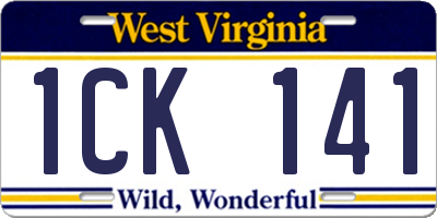 WV license plate 1CK141