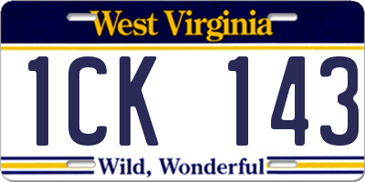 WV license plate 1CK143