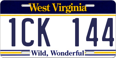 WV license plate 1CK144