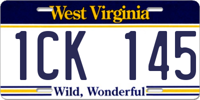 WV license plate 1CK145