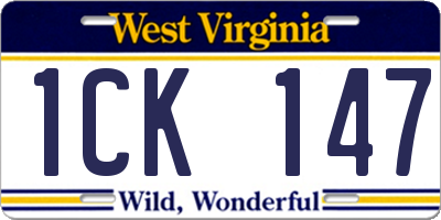 WV license plate 1CK147