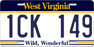 WV license plate 1CK149