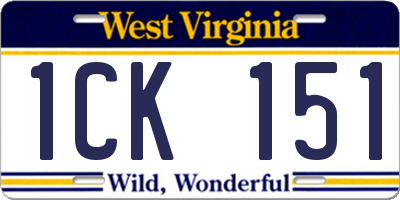 WV license plate 1CK151