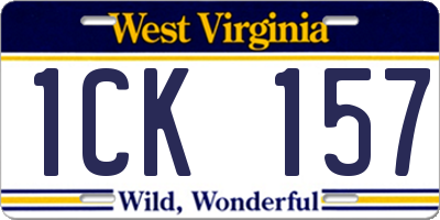 WV license plate 1CK157