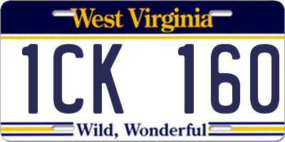 WV license plate 1CK160