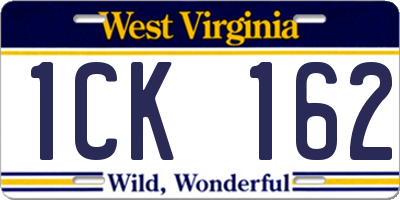 WV license plate 1CK162
