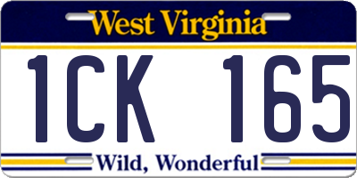 WV license plate 1CK165