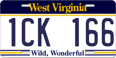 WV license plate 1CK166