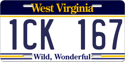 WV license plate 1CK167