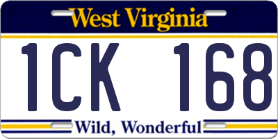 WV license plate 1CK168
