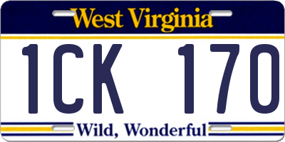 WV license plate 1CK170