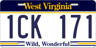 WV license plate 1CK171