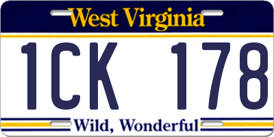 WV license plate 1CK178