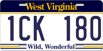 WV license plate 1CK180
