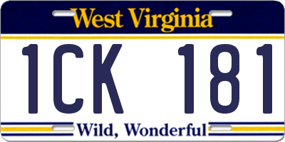 WV license plate 1CK181