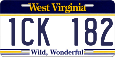 WV license plate 1CK182