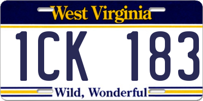 WV license plate 1CK183