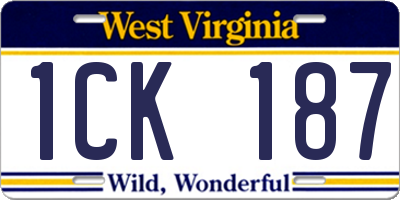 WV license plate 1CK187